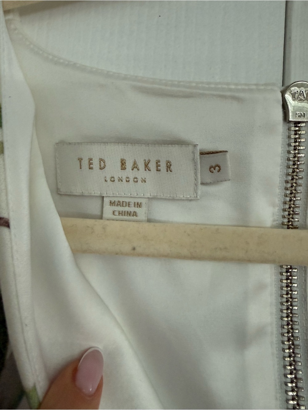 Ted Baker London Cream Midi Dress with Blue Bird Motif size 8-10 - Picture 6 of 7